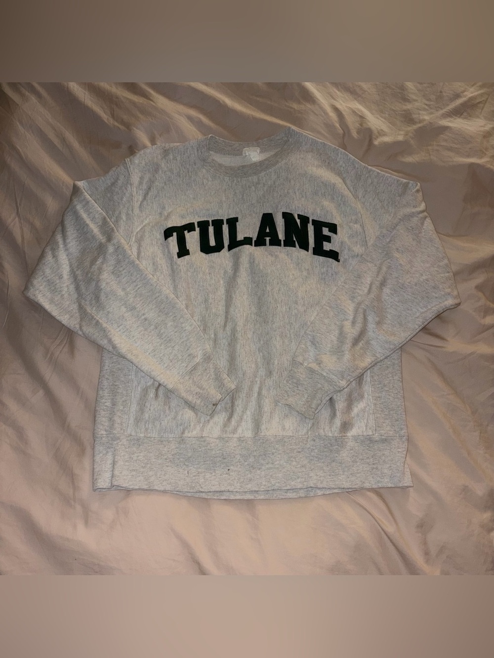 Y2K Champion Tulane University Green Wave Gray Crewneck Sweatshirt size M